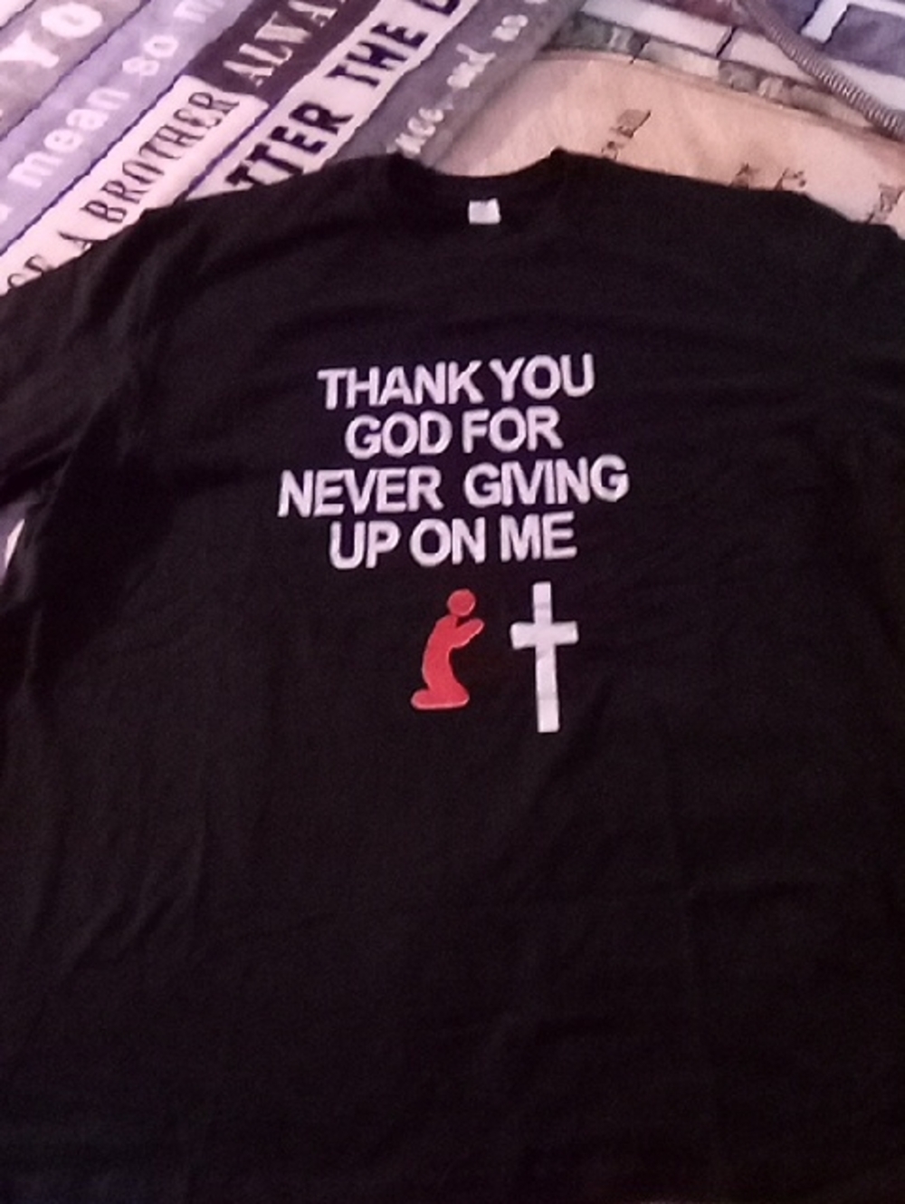 Thank You God For Never Giving Up On Me Black Short Sleeve Tee